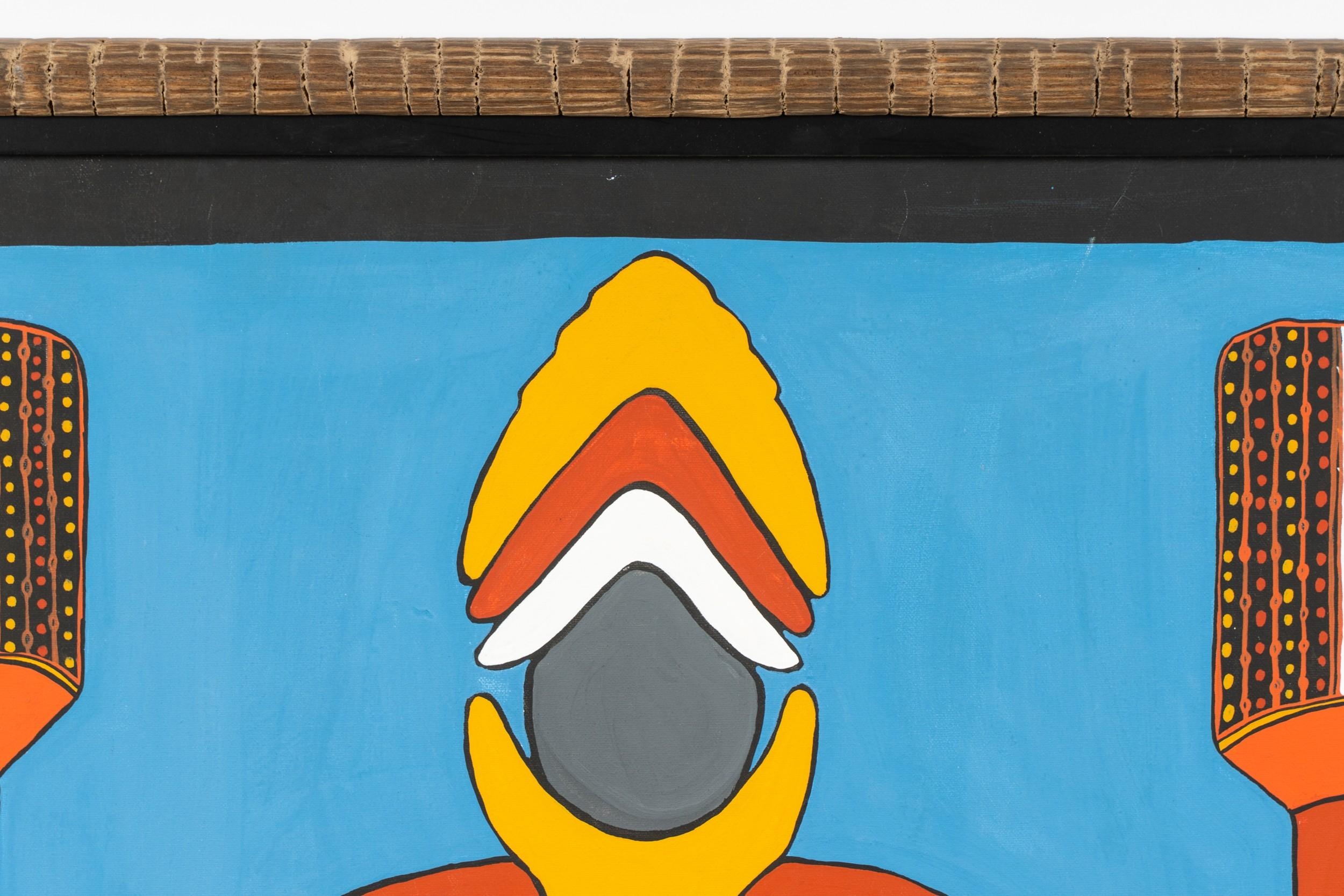 Artwork by Fiona Puruntatameri, Pukamani Poles & Numariyaka, Made of Acrylic on canvas