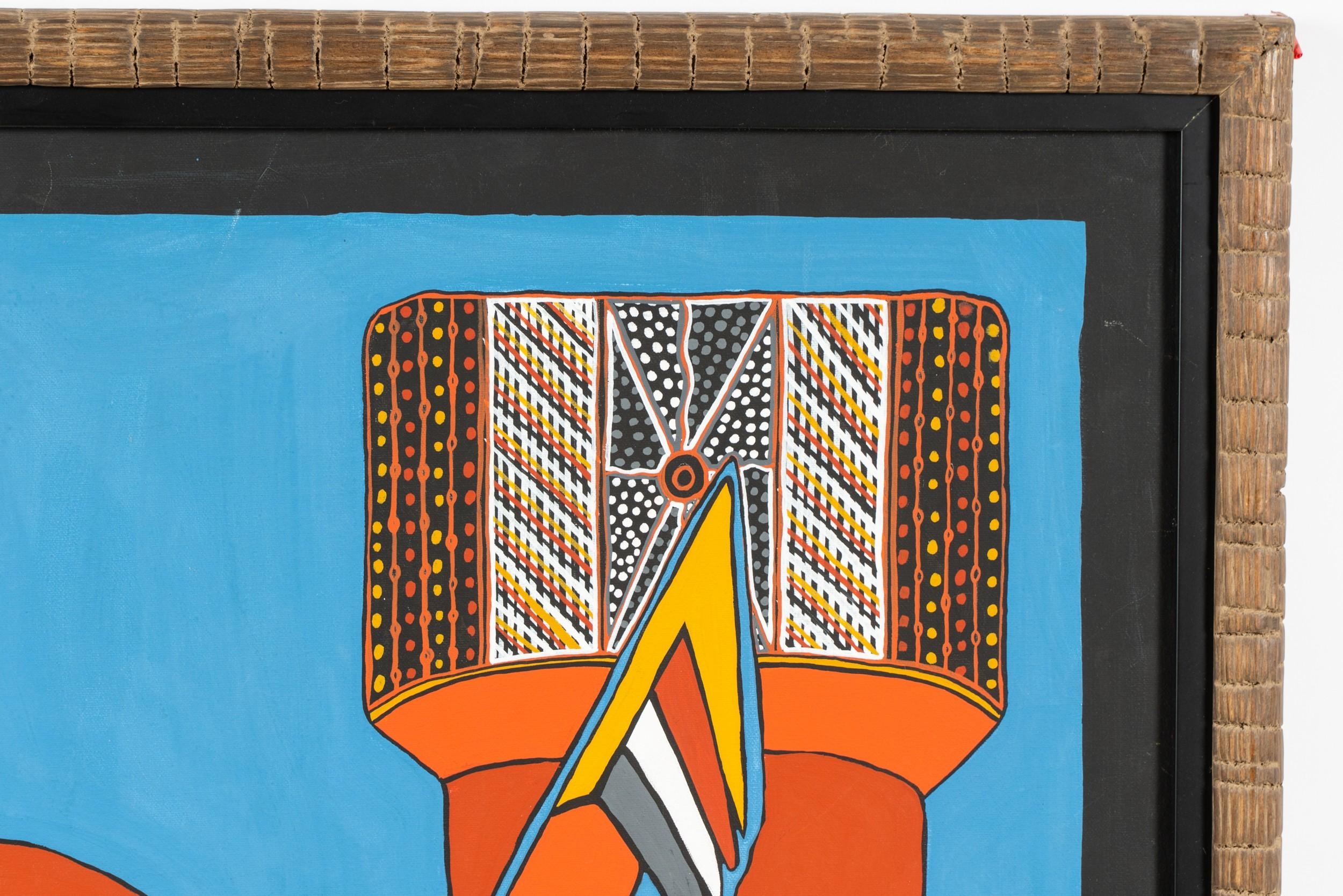 Artwork by Fiona Puruntatameri, Pukamani Poles & Numariyaka, Made of Acrylic on canvas