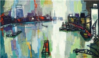 View of the Rheinhafen Ludwigshafen-Mannheim - Paul Löffler