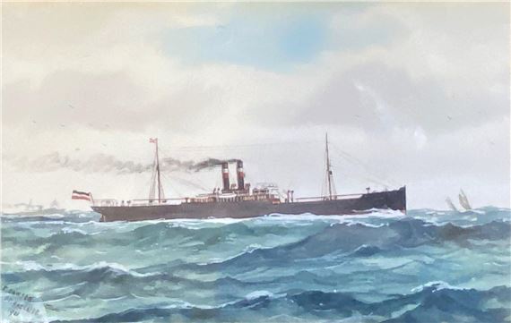 Steamer at Sea by Frederick Dawson, dated 1901