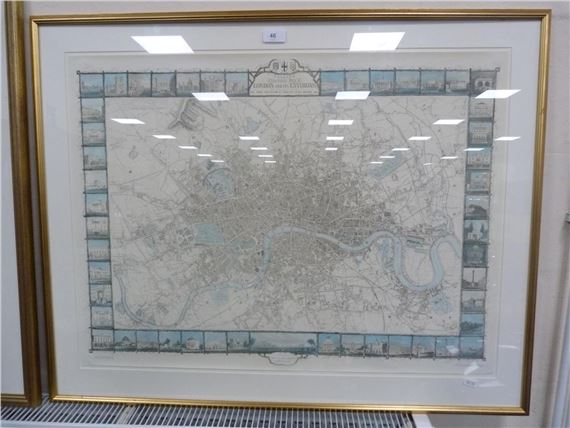 Illustrated print plan of London and its Environs by John Tallis, 1851