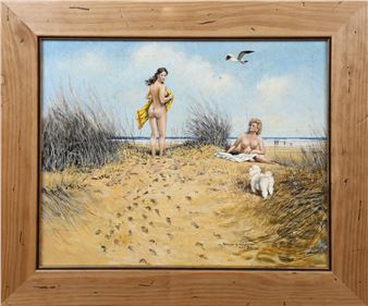 Footprints in the Sand' (Female Nudes on a Beach) - Norman A. Olley