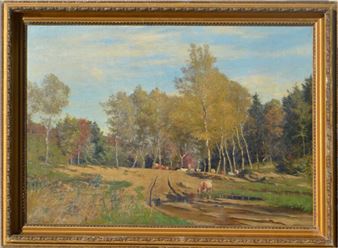 Landscape with cows - Carl Roder