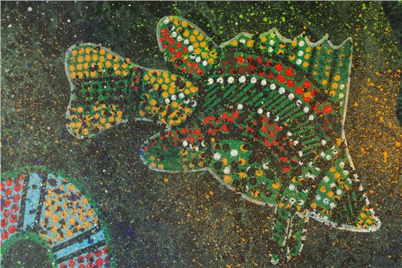 Leanne Reid Wanjidari | Dyptich of Fish, Dreamtime Serpent and Hands ...