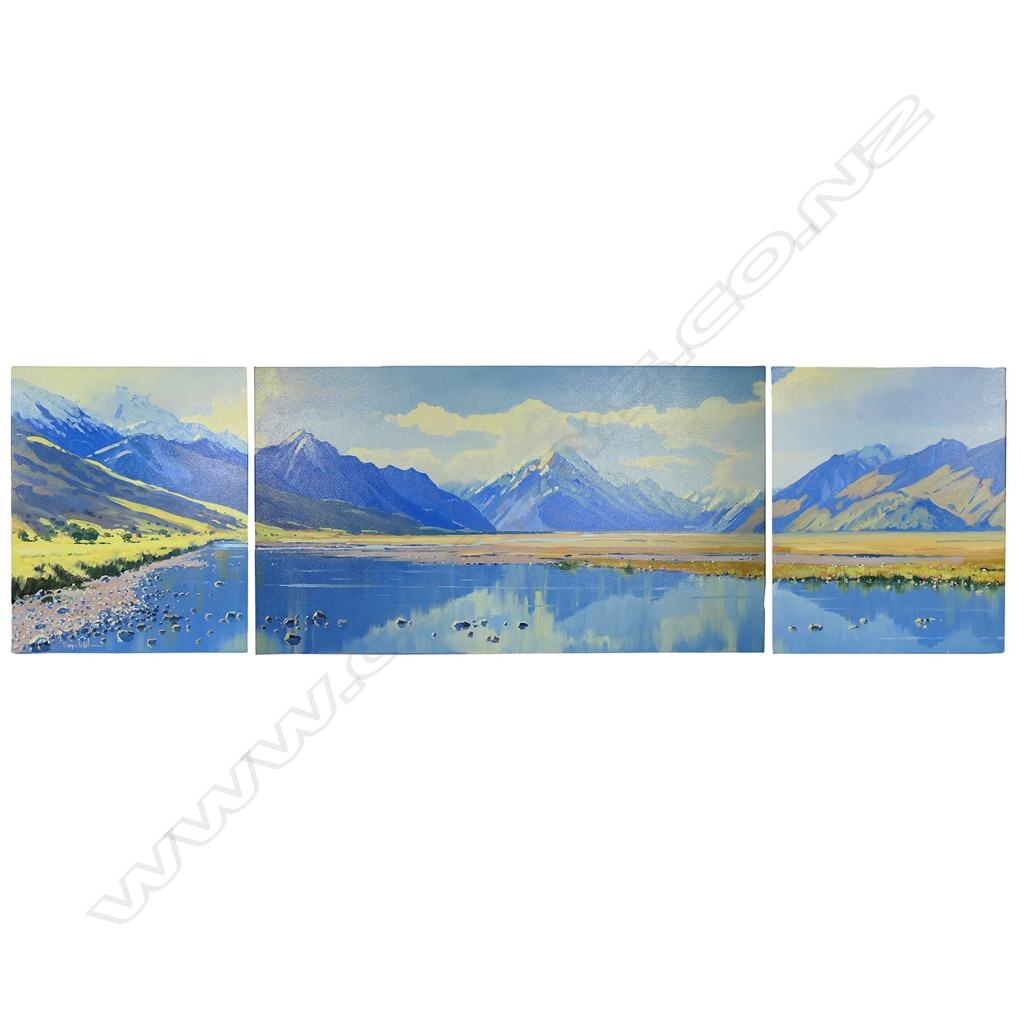 Artwork by Simon Williams, Tasman Valley, Mt Cook, Made of oil on canvas