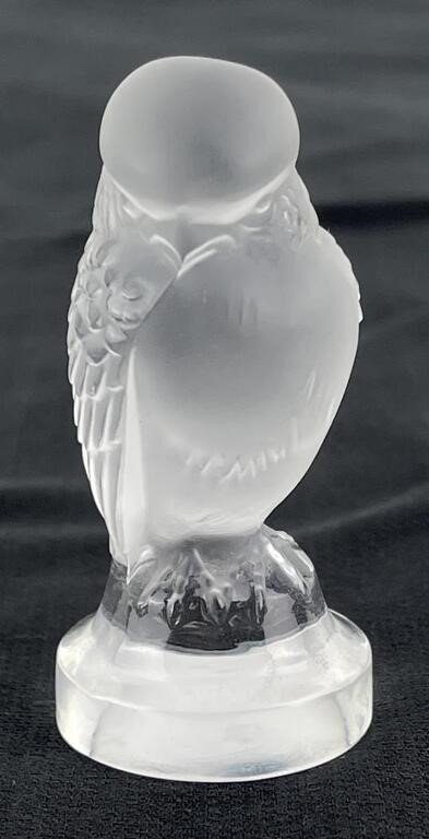 Hawke Signed Lalique Crystal Figural Hawk Trinket Dish 