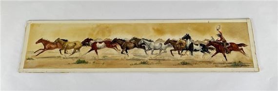 Cowboy Watercolor Painting by Anne Aller Overstreet, 1972