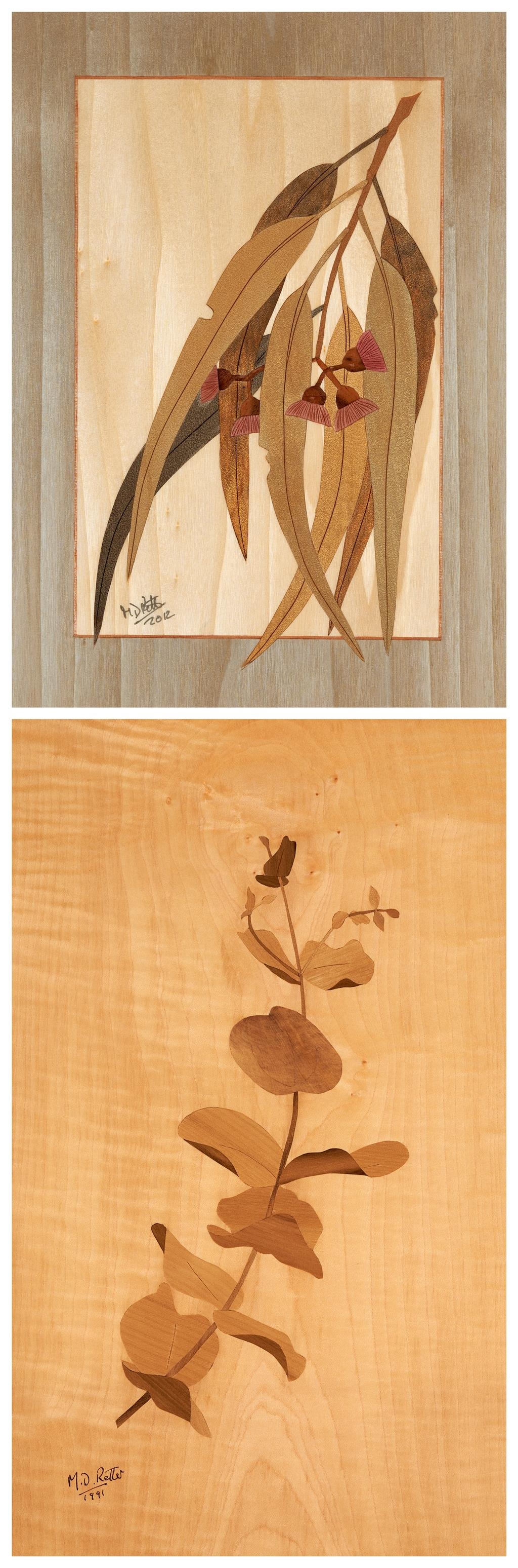 Artwork by Michael Retter, Eucalyptus Gummifera; Eucalyptus Cinerea, Made of marquetry timber panels