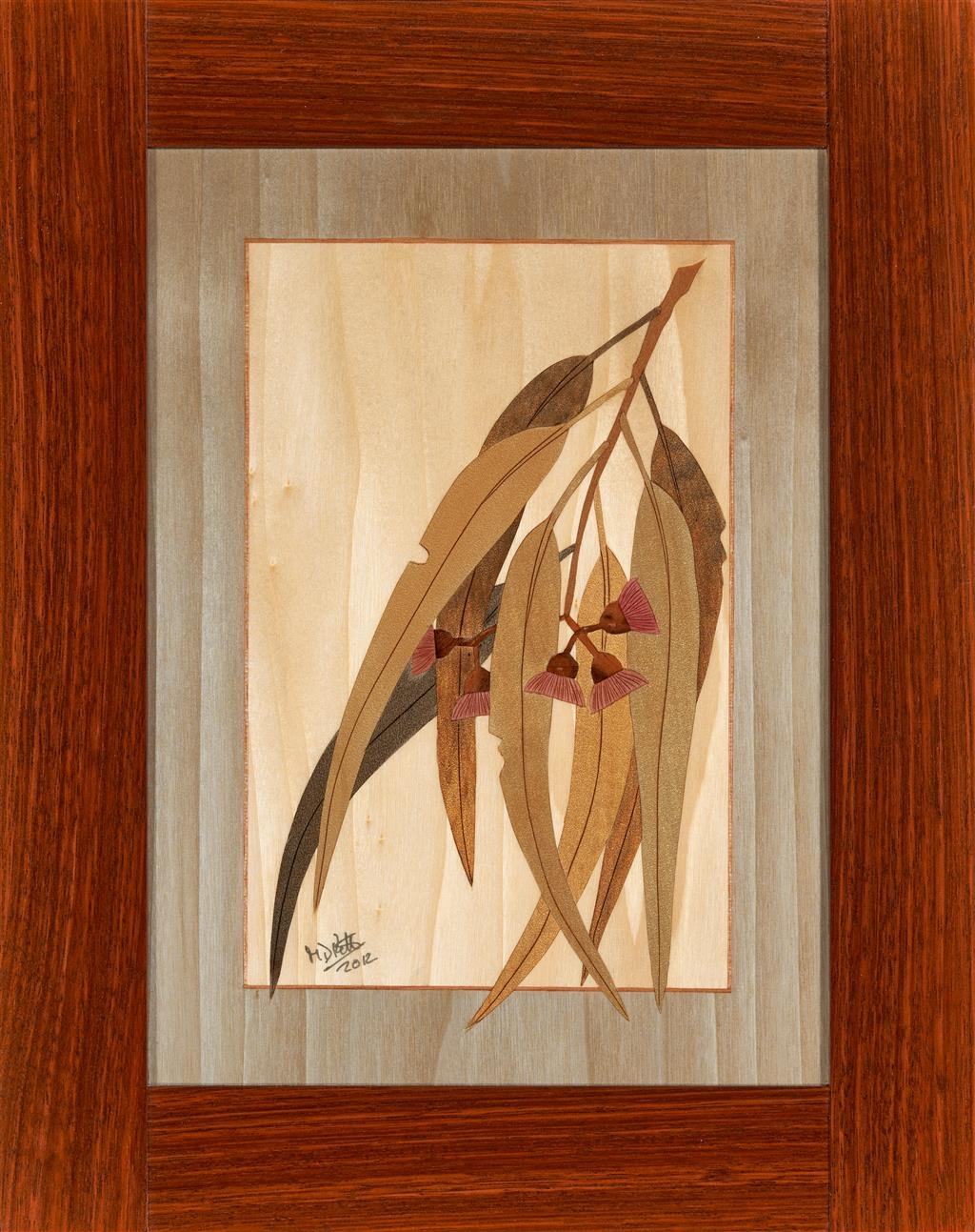 Artwork by Michael Retter, Eucalyptus Gummifera; Eucalyptus Cinerea, Made of marquetry timber panels