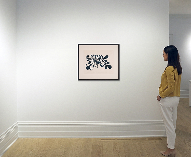 Artwork by Kenojuak Ashevak, Bird Fantasy, Made of sealskin stencil on paper