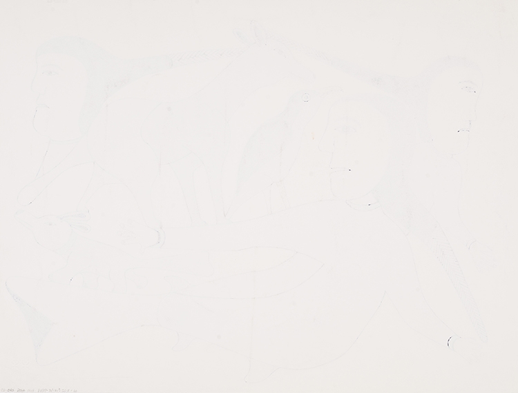Artwork by Kenojuak Ashevak, Grouping of Figures, Made of mixed media on paper