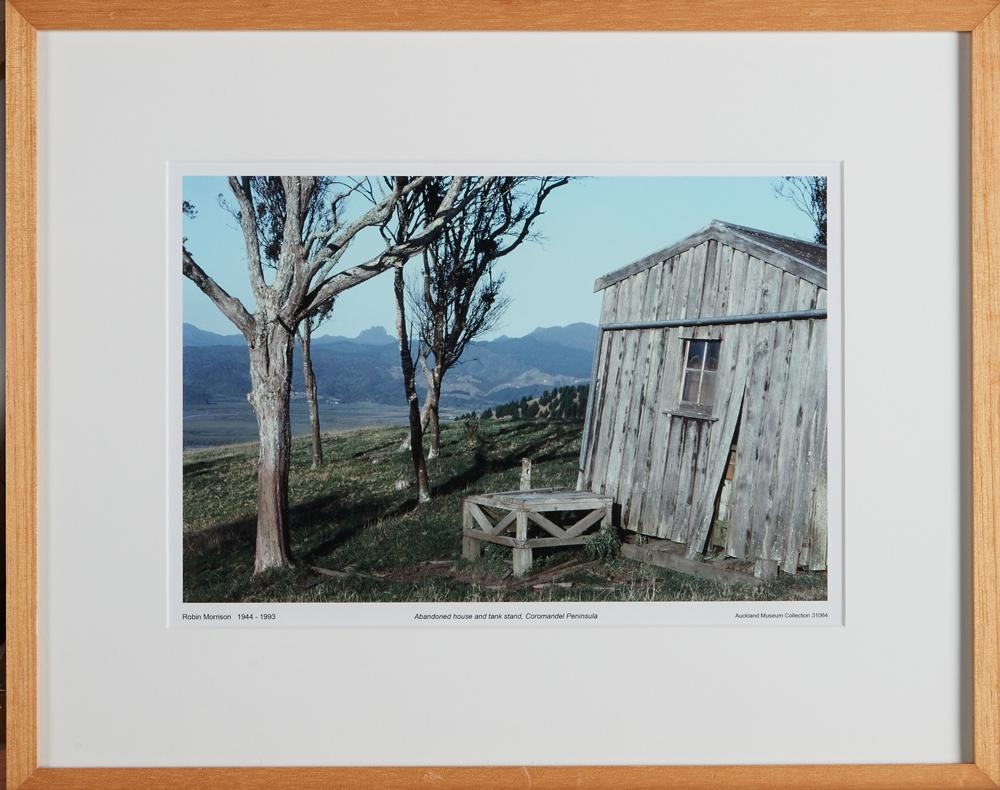 Artwork by Robin Morrison, Abandoned House and Tank Stand, Coromandel Peninsula, Made of archival print on paper