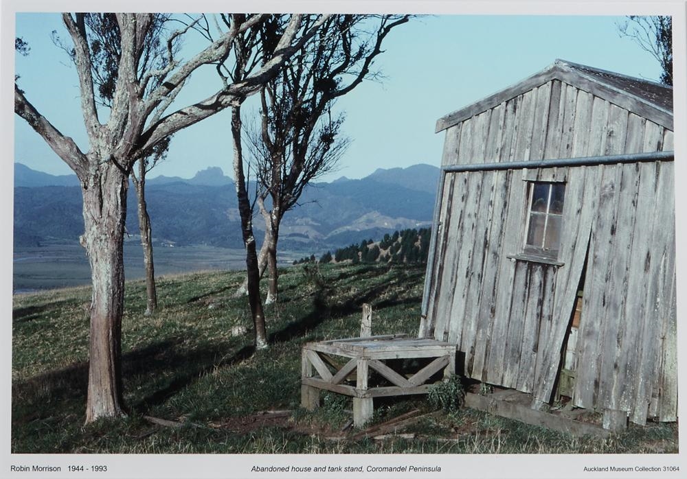 Artwork by Robin Morrison, Abandoned House and Tank Stand, Coromandel Peninsula, Made of archival print on paper