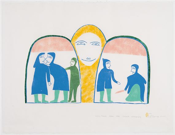 Loving Family by Jessie Oonark, dated 1983