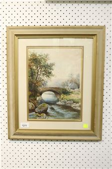 Cottage with Stone Bridge - E. Crane