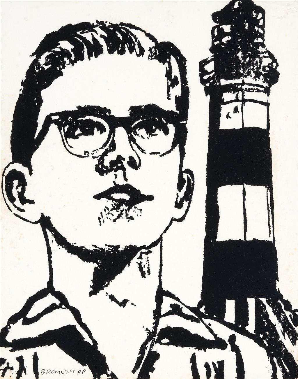 David Bromley Boy With Glasses and Lighthouse MutualArt