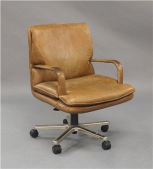 A modern tan leather swivel desk chair - Brickel Geiger