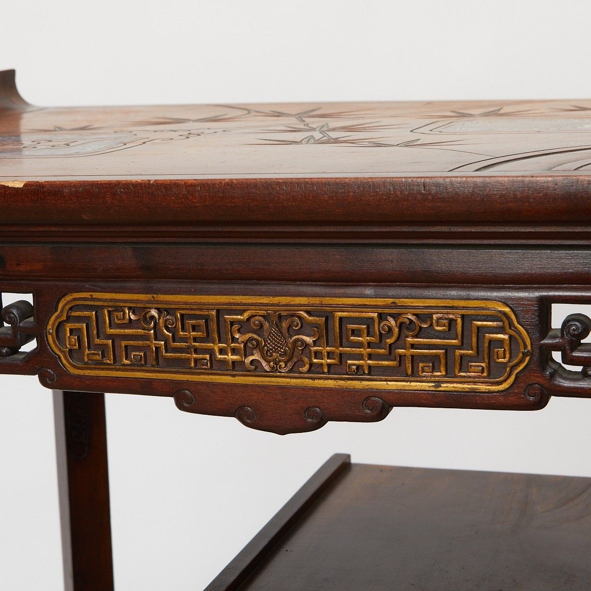 Artwork by Gabriel Viardot, Gabriel Viardot Inlaid Side Table Dragon, Made of bamboo