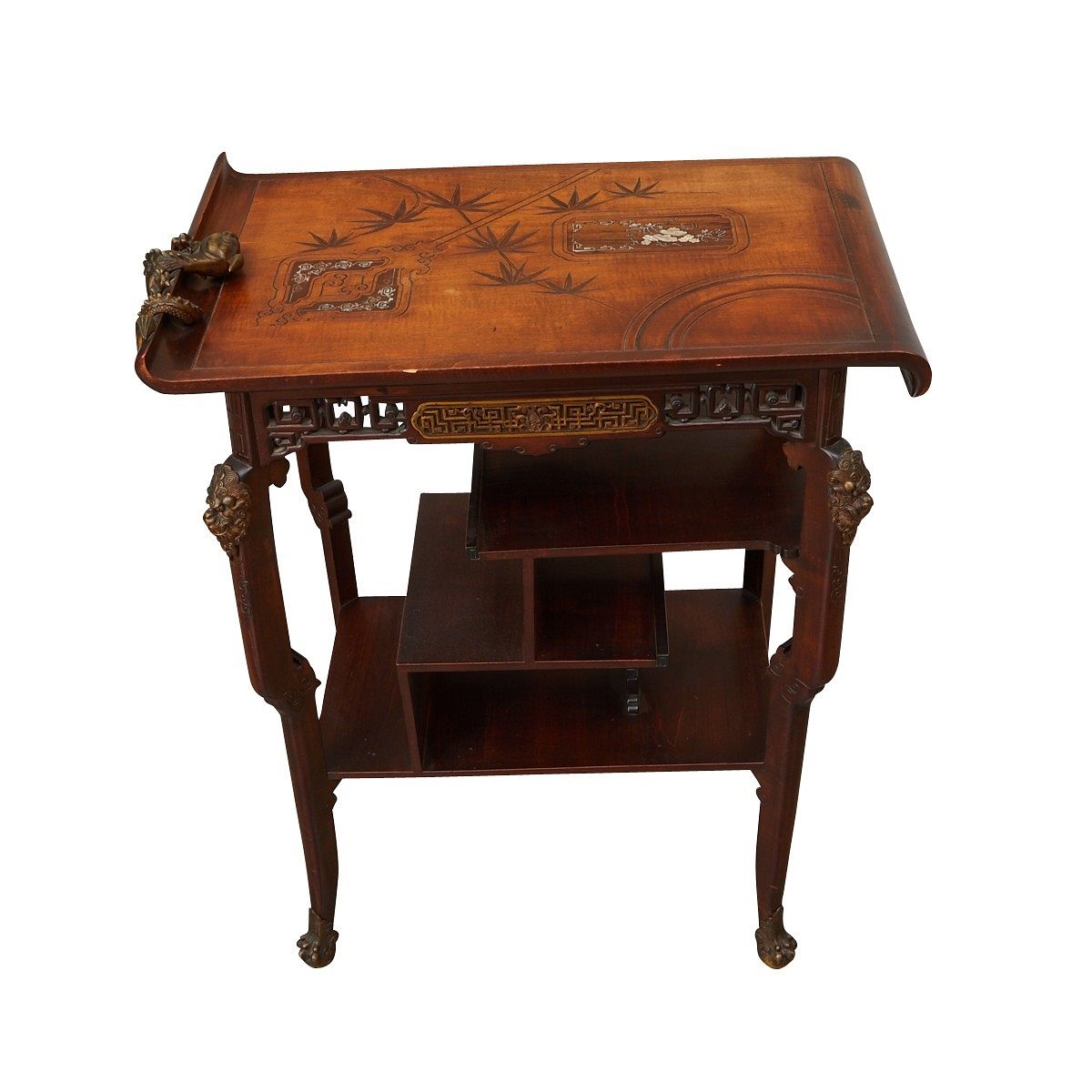 Artwork by Gabriel Viardot, Gabriel Viardot Inlaid Side Table Dragon, Made of bamboo