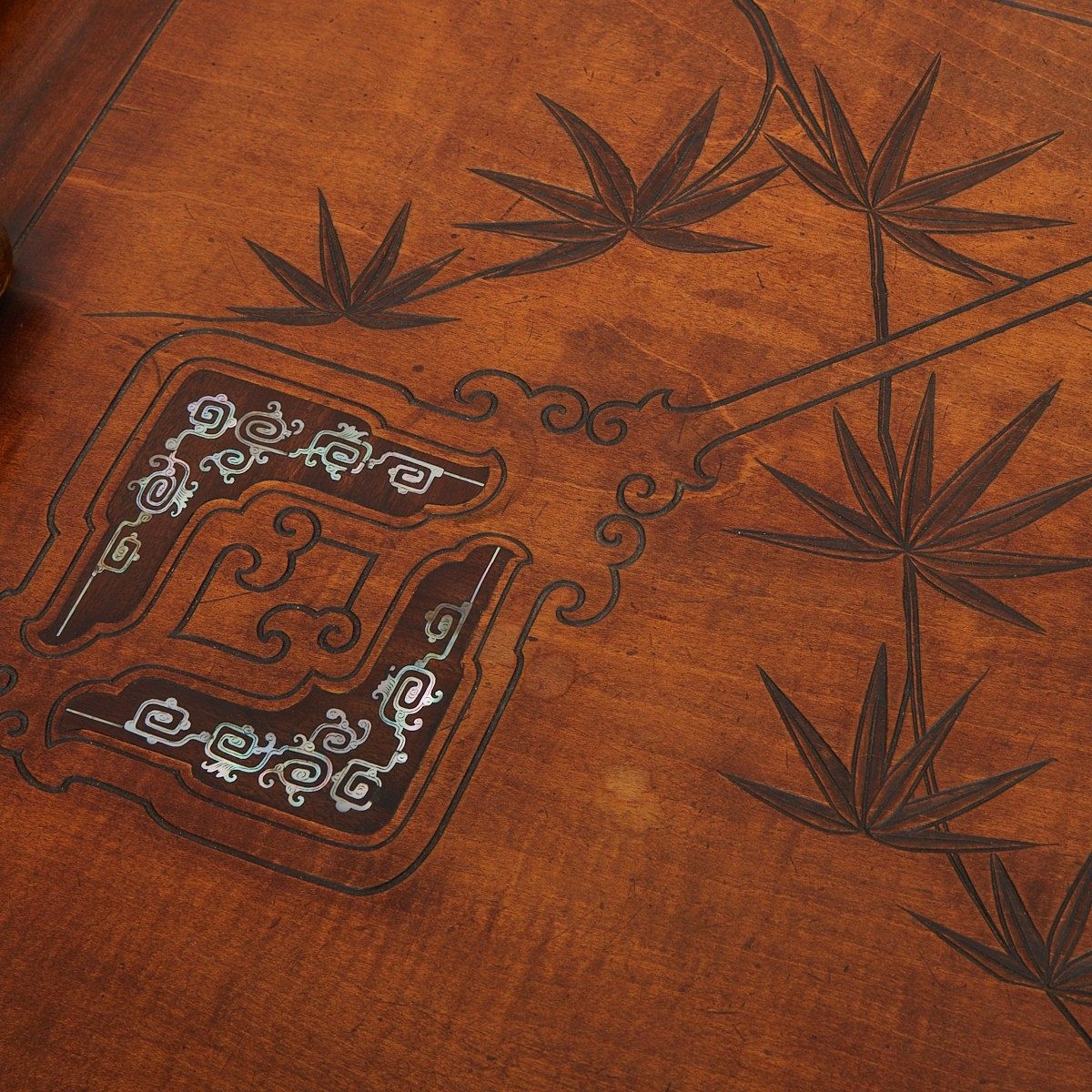 Artwork by Gabriel Viardot, Gabriel Viardot Inlaid Side Table Dragon, Made of bamboo