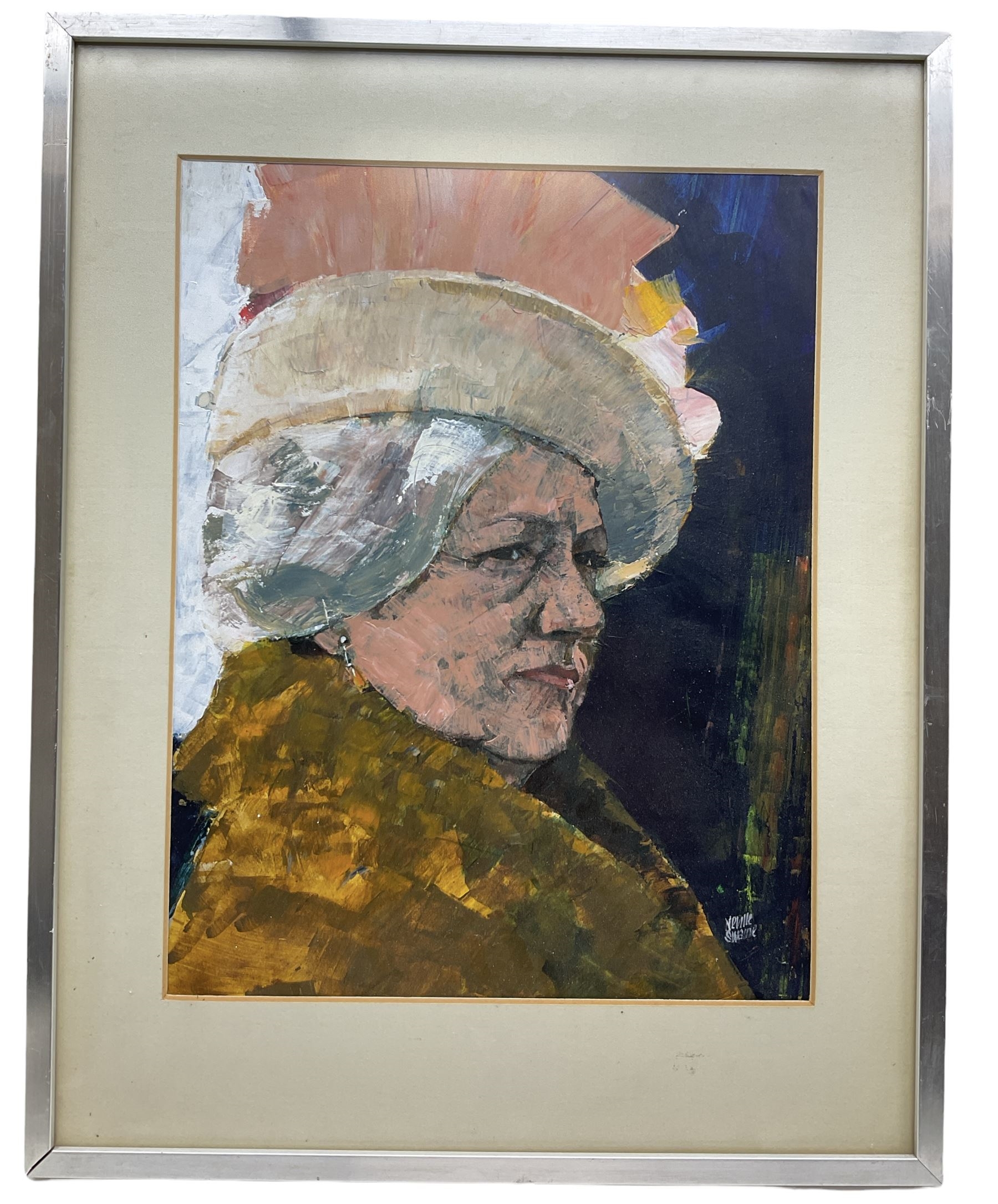 Artwork by Neville Swaine, The Queen Mother, Made of Oil on card