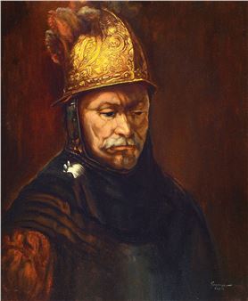 a. copy based on Rembrandt's"man with the gold helmet#"; b. Still life with flowers - Manfred Grabner