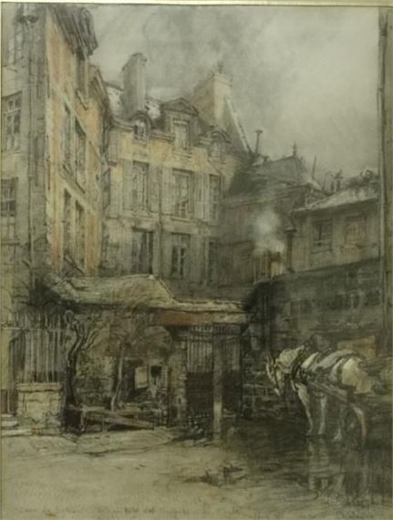 Crayon gras signé et daté 1925 en bas à droite et titré en bas à gauche et au dos sur le montage. by Charles Jouas, 1925