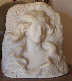 Femme en buste Bas-relief en marbre - Etienne Lenhoir