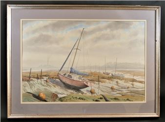Beached sail boats on saltmarshes - A.J. Robinson