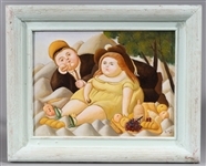 Fernando Botero | Oil on board after Fernando Botero; girl and boy at ...