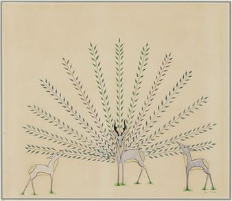Untitled (Family of Deer and Plant Life) - Merina Lujan