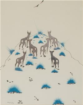 Untitled (Fawns On A Hillside) - Larry Big Bow