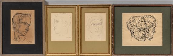 William Horace Littlefield | Four Framed Portrait Head Drawings. Two in ...