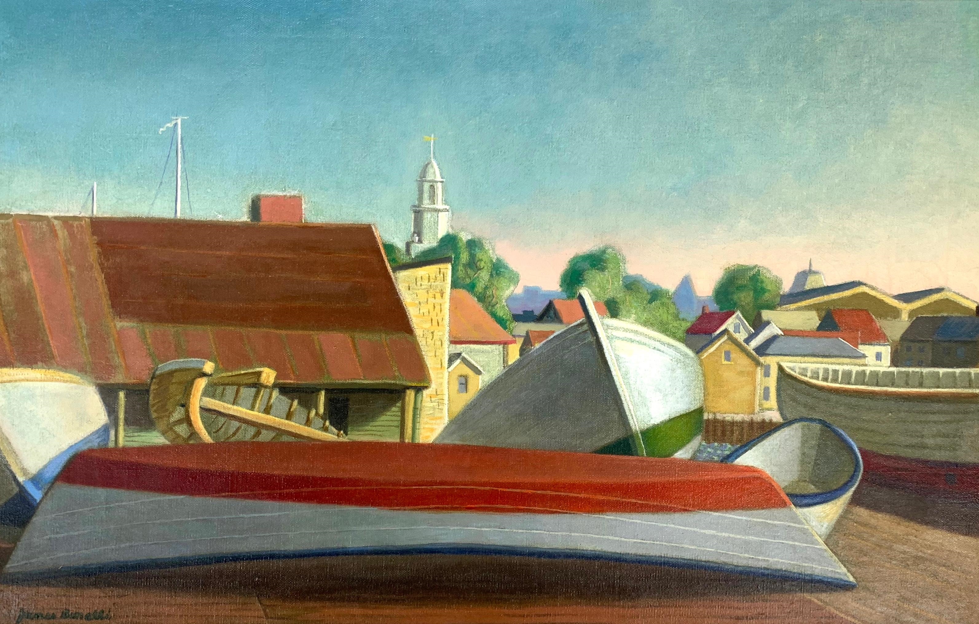 Artwork by James P. Bonelli, Boats, Gloucester, Made of Oil On Canvas