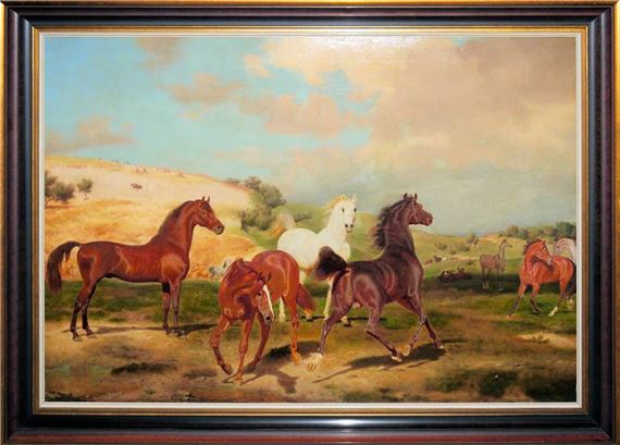 Pferde auf der Sommerwiese by Friedrich Anton Kilp