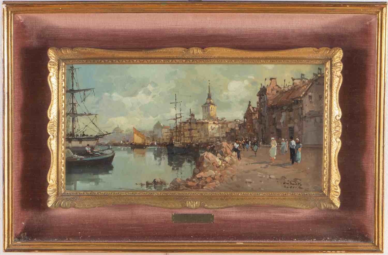 Artwork by Umberto Levi, Tramonto - Volendam, Made of Oil on panel