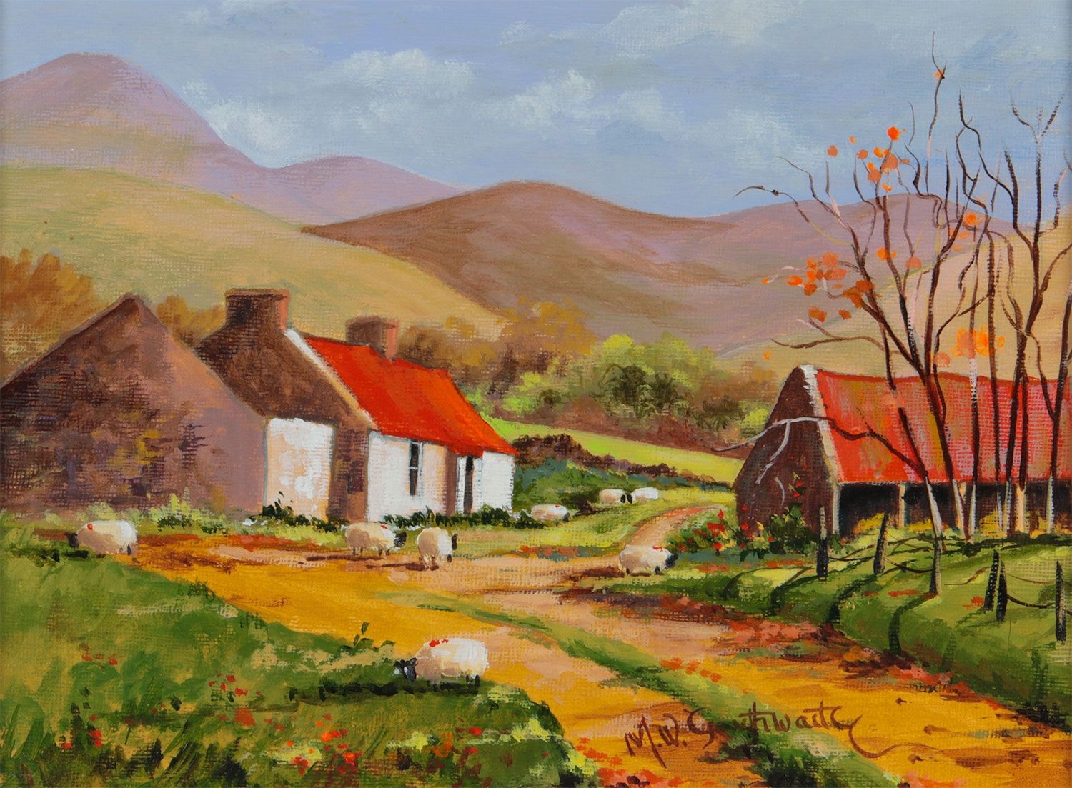 Artwork by Miles Gaythwaite, MUBUOY ROAD , SPERRINS, Made of ACRYLIC ON BOARD