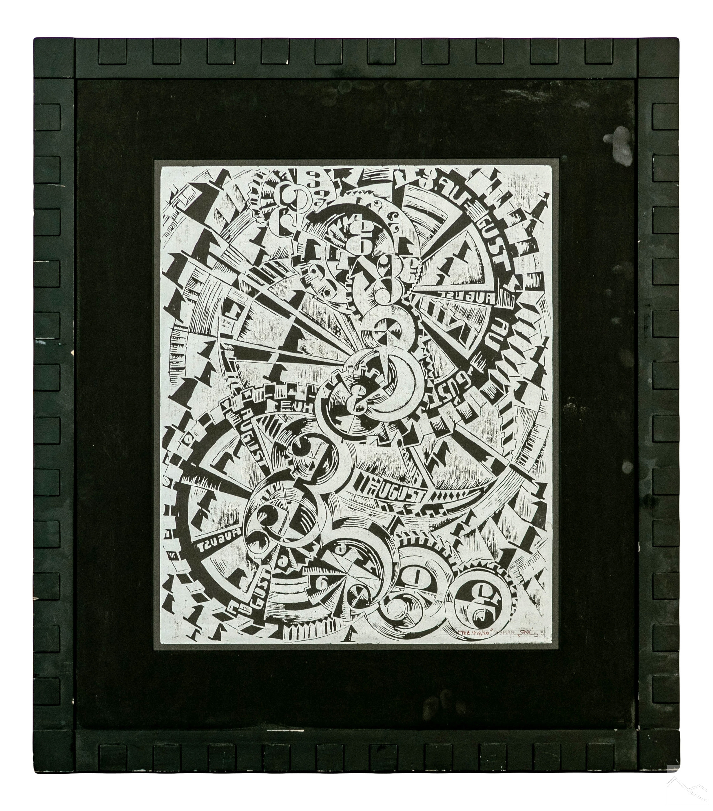 Artwork by Robert Michel, Central European Time #3, Made of woodcut print, Silver ink on black paper