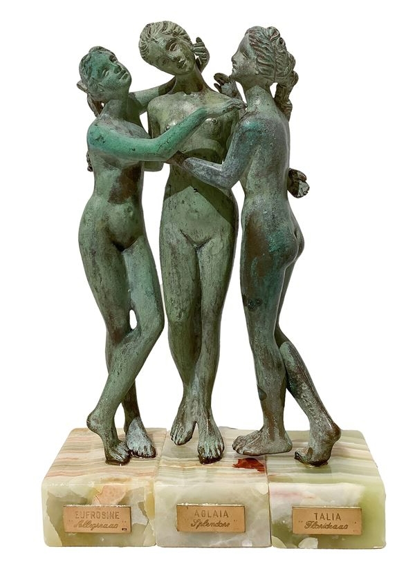 Artwork by Marco Piccini, Le tre grazie, Made of Bronze sculpture, lost wax cast with antique patina