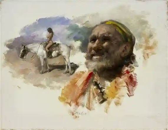 Oriental Man and Nude Woman on Horse by Maurizio Gorraci