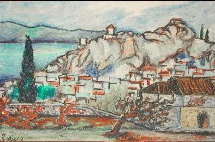 Village On The Lake by Georg Balder, 1967