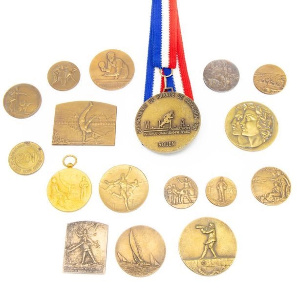 MEDAILLE BRONZE ANCOIS ensalt art deco tissus roubaix EUR 36,00