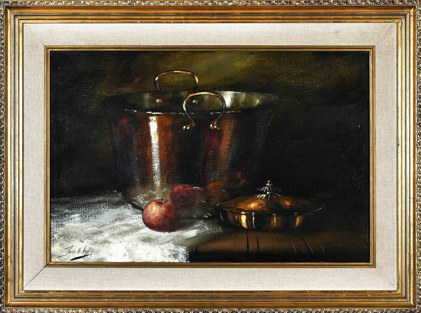 Denzil N. Herring Still Life with Copper Vessels and an Apple MutualArt