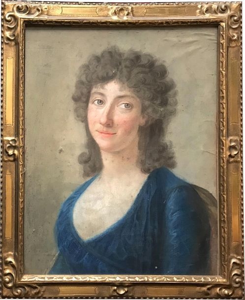 French School | Portrait of a young woman in a blue dress (Late 18th ...