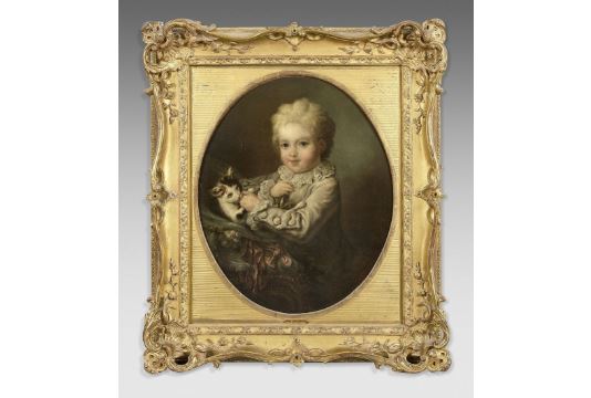 The young boy with a cat - French School, 19th Century