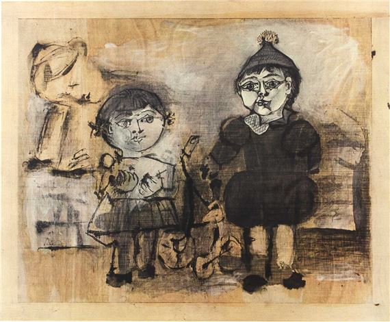 ピカソ(PICASSO)【カップルと子供】、高級画集画、状態良好 Pablo Picasso — Man, woman and child, 1906