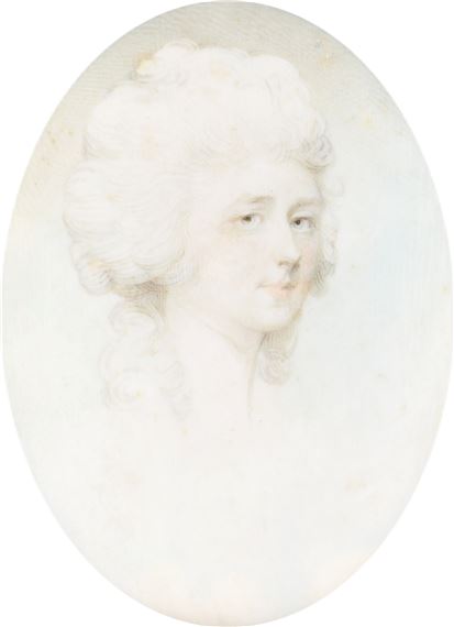 Portrait miniature of Miss Augusta Cheap, daughter of Thomas Cheap of Elvington, Yorkshire by Jeremiah Meyer