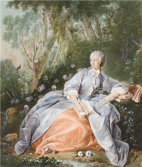 François Boucher | Portrait of Madame de Pompadour, seated in a ...