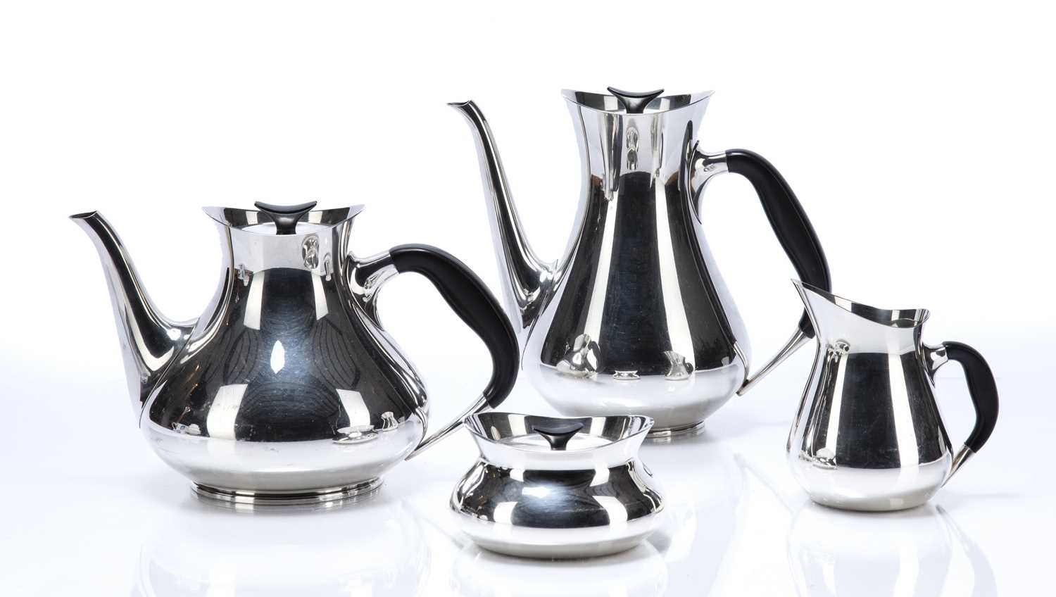 Danish silver plated four piece tea or coffee service by Hans Bunde