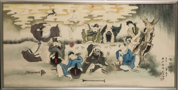 Artwork by Sheng PU, PAINTING OF THE DRUNKEN EIGHT IMMORTALS, Made of Ink and colour painted on paper